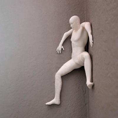 Испуганный человек, украшение угла стены, домашний офис, гостиная, восхождение, испуганный человек, настенная скульптура, статуя из смолы, статуэтка, настенное искусство, орнамент