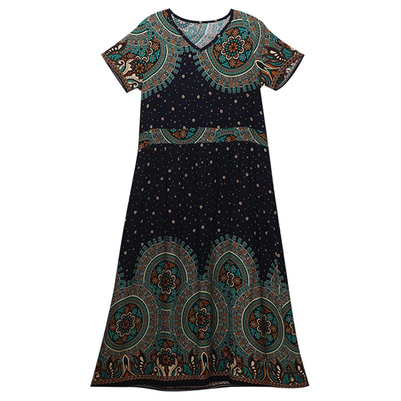 Большие размеры женские элегантные платья летняя винтажная одежда повседневные короткие рукава летние длинные платья