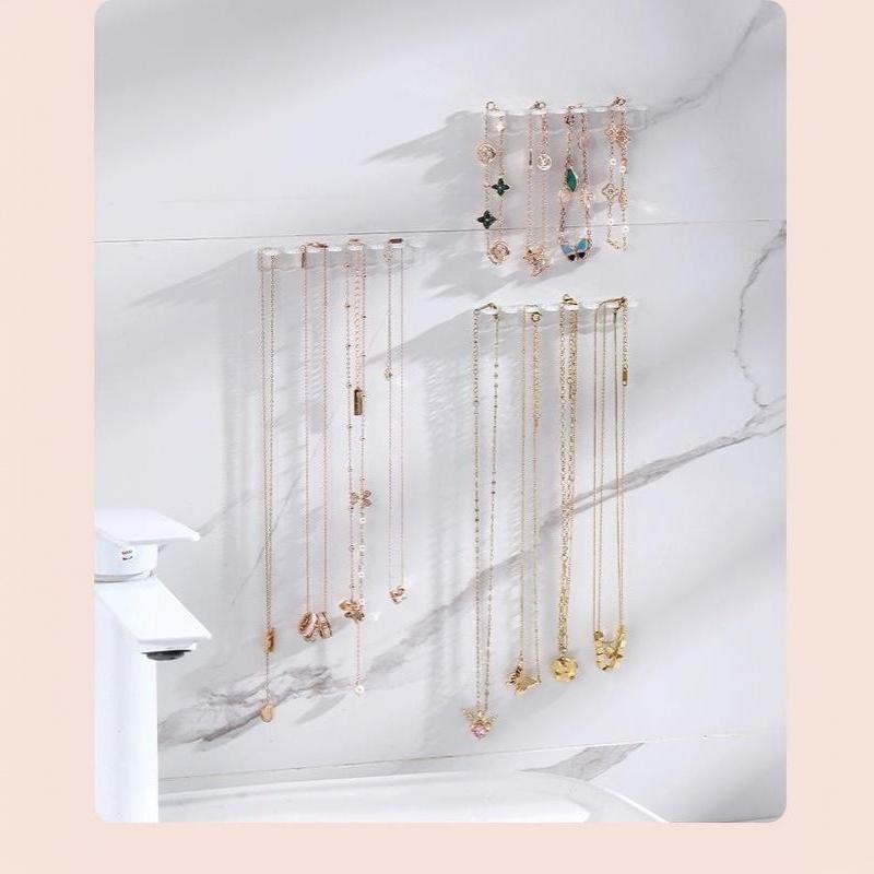 6/12Pcs Necklace Ring Storage Rack Behind Mirror Cabinet Door Anti Tangle Jewelry Display Rack Suitable For Men And Women