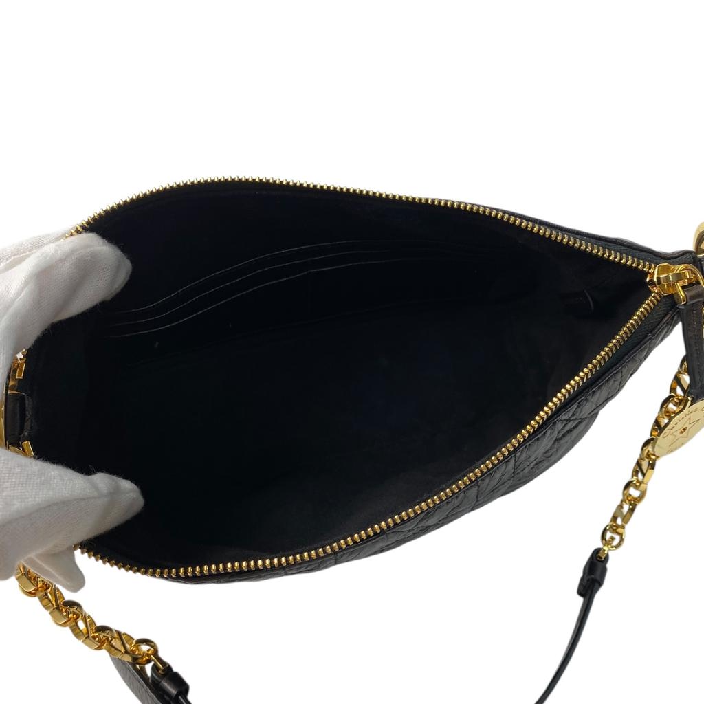 Подержанная женская сумка через плечо Christian Dior из черной кожи