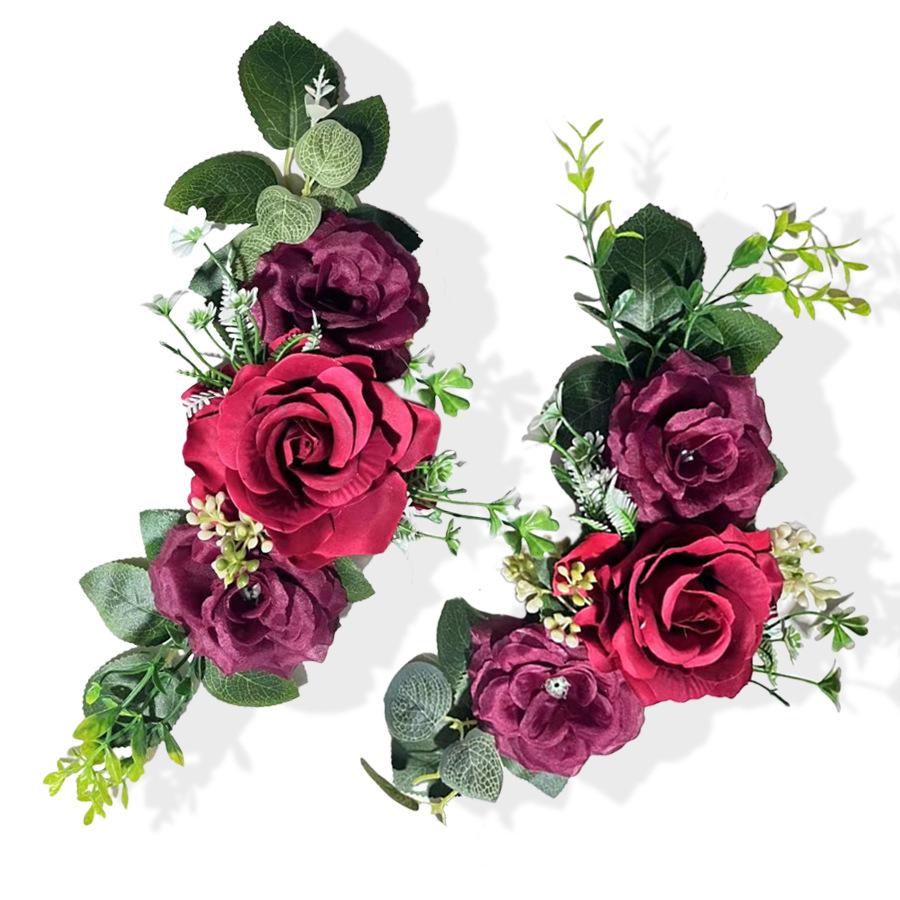 2 шт. Уличные Имитация Розы Многоцветные Цветы для Спинки Стула Арка Угловой Цветок