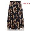 Women's Summer Floral Ice Silk Pleated Skirt - Mid-Length with Elastic Waist
