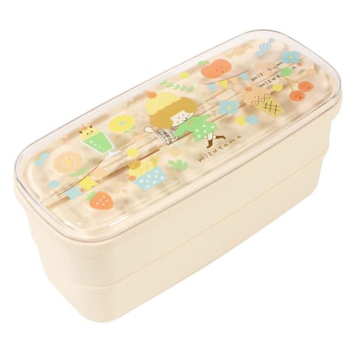 Kutsuwa Mizutama Two-Tier Lunch Box, 640ml, MU002, Made in Japan