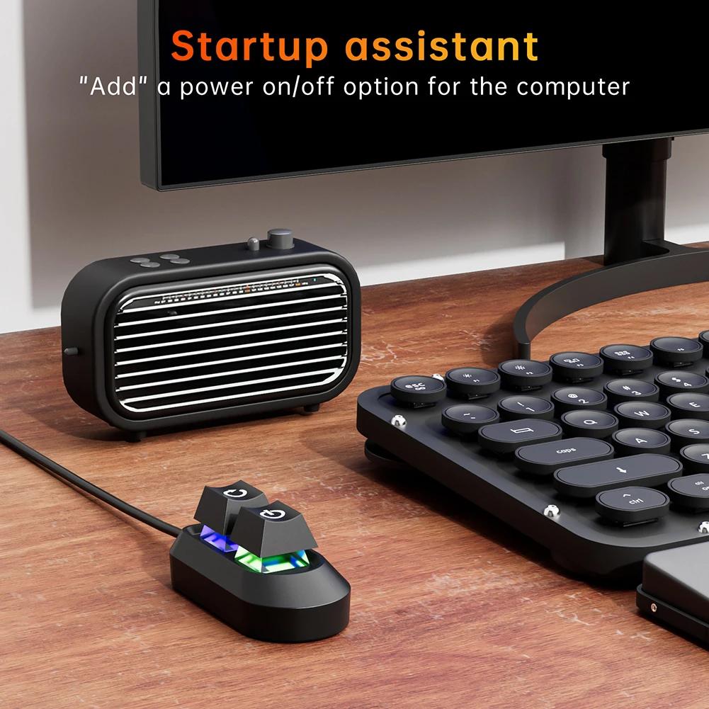 2M Desktop Computer External Extension Switch Power On Off Switch Button Mechanical Key Restart Switch RGB Lighting Power Supply