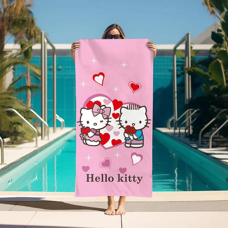 Пляжное полотенце Розовое H-Hello K-Kitty Кошка Тюрбан для ухода за волосами Сушка волос Спа Сауна Большие банные полотенца Аксессуары для ванной комнаты Дом