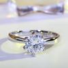Copper Jewelry, Six-Claw Ring, Luxury One-Carat Imitation Diamond Ring For Women