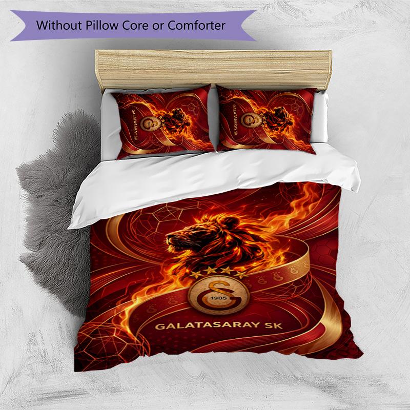Galatasaray FC Printed 3PCS Bedding Set Breathable Duvet Cover with Pillowcases Decorative Bed Linen for Bedroom Home