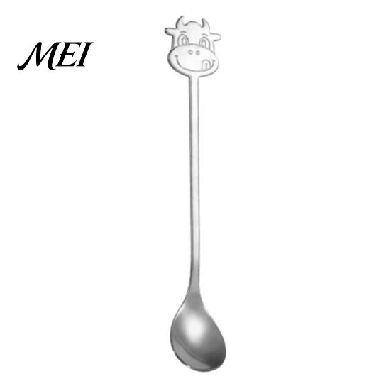 Cute Animal Handle Spoon Stainless Steel Coffee Spoon, Long with Bull Head Decor, Gold Multifunctional Stirring for Milk Tea Yogurt Jam Acid