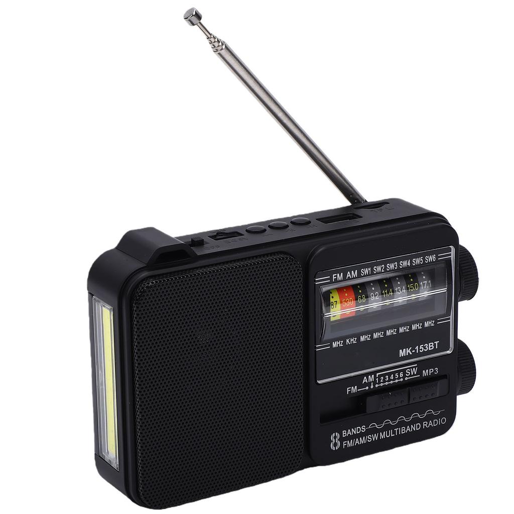 Портативное радио AM FM SW Bluetooth с фонариком, USB-зарядкой, коротковолновым диапазоном, воспроизведением с USB, большим регулятором для пожилых людей