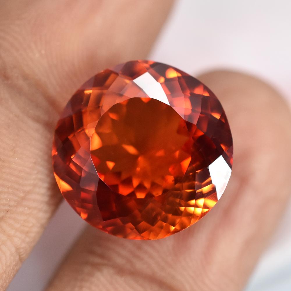 Natural Orange Sapphire Loose Gemstone 16.80 ct Round Cut Gift for Her September Birthday Birthstone