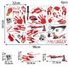 Halloween Blood Handprint Skull Wall Sticker Pvc Bedroom Background Decoration Horror Self-Adhesive Wall Sticker