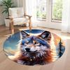 Wolf Round Office Rug Design for Dormitory Entryway Playrooms Living Rooms Anti-slip Round Rug Anime Office Decor Perfect Birthday Christmas Gift Idea