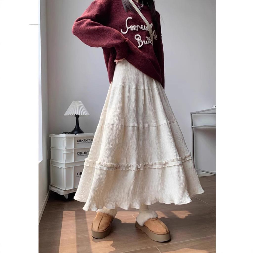 Бюст Юбка Женская Осень и Зима Новая Юбка-Торт Маленький Человек Грибной Край Юбка с Большим Подолом