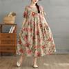 2025 Женское платье больших размеров Весна-лето Повседневное платье с цветочным принтом Базовое винтажное свободное длинное платье макси 9298