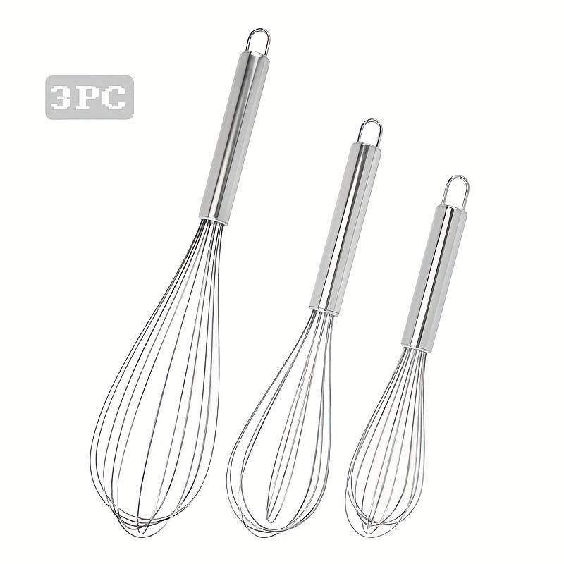 3pcs Stainless steel hand whisk, modern and simple baking tool, egg and cream mixer, suitable for baking, cake decoration, and commercial kitchens