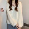 Gentle Wind Soft Waxy Waterproof Mink Sweater for Women Autumn and Winter Thickened Loose Lazy Style V-neck Pullover Sweater Top