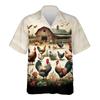 Funny Cartoon Chicken Graphic Shirts For Men Clothes Casual Hawaiian Rooster Beach Shirt Aloha Button Clothing Eggs Short Sleeve