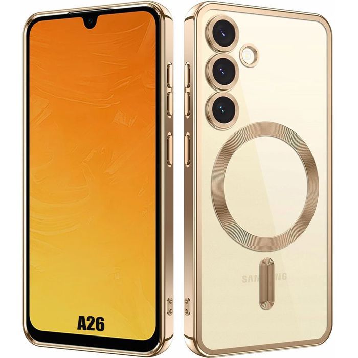 Coque de protection - BOOLING - pour Samsung Galaxy A26 5G - Silicone anti-jaunissement - Cercle magnétique - Doré