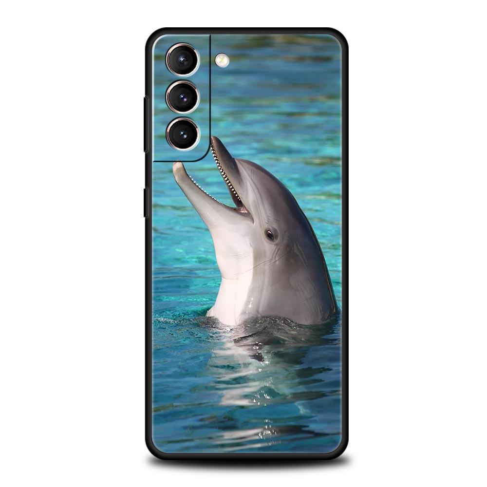 Чехол для телефона с изображением морского животного дельфина для Samsung Galaxy S26 Ultra S25 Plus S24 FE S23 S22 5G S21 S20 Черный Мягкий