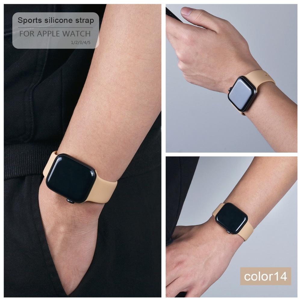 Мягкий силиконовый спортивный ремешок для Apple Watch 6 SE 5 4 3 2 1 38 мм 42 мм резиновый ремешок для часов для Iwatch series 5 4 40 мм 44 мм
