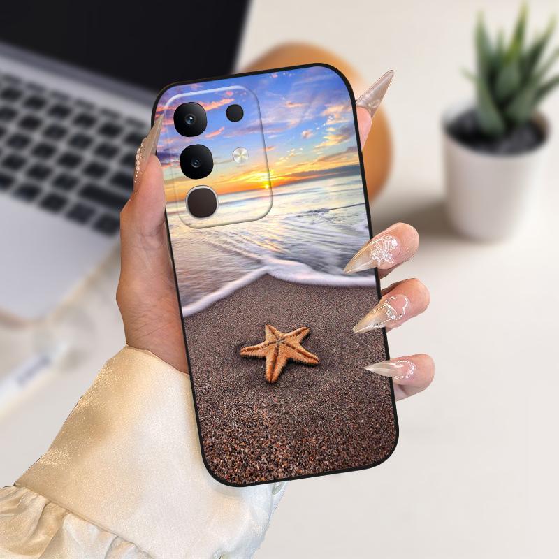 Для vivo Y29 4G Чехлы Y 29 Милый Мультяшный Принт Черный Мягкий Силикон ТПУ Чехол для Телефона Для Vivo T4x 5G Защитный Fundas Чехол Capa