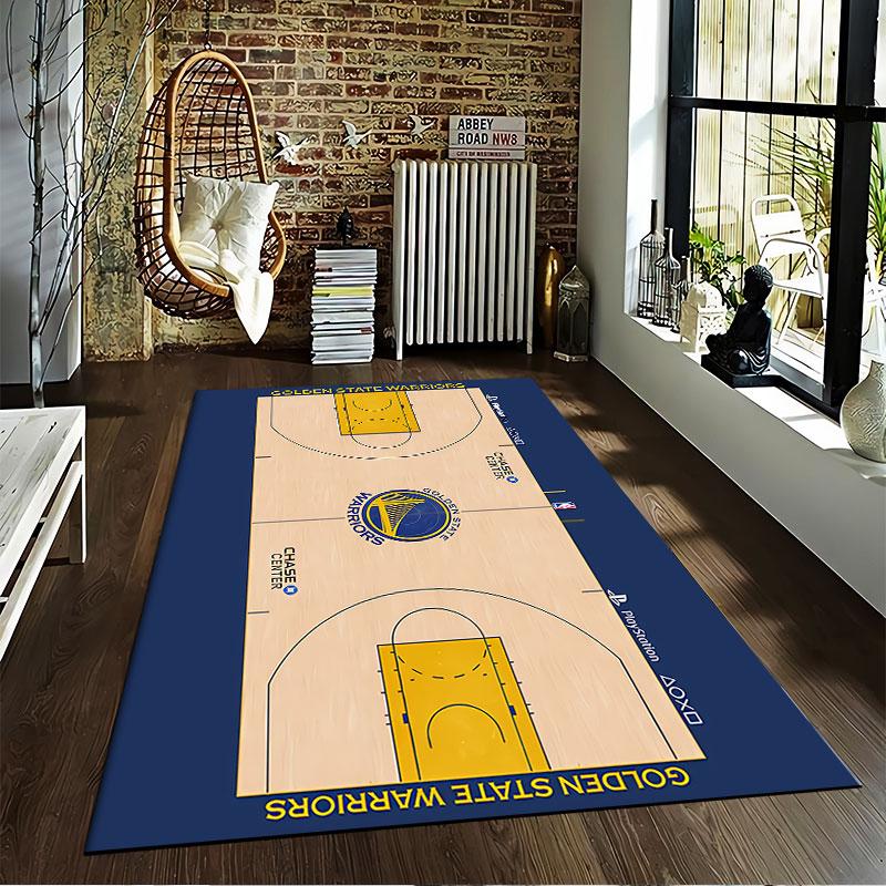 Golden State Warriors Court Rug suitable as a non-slip mat for the living room or bedroom sofa