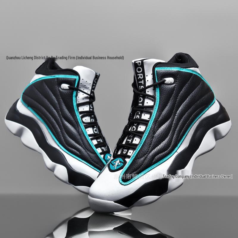 Баскетбольные кроссовки AJ13 с высоким верхом - Унисекс, кожаные, на толстой подошве, повседневные