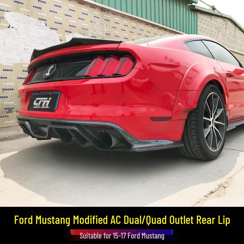 15-17 Ford Mustang Carbon Fiber Rear Lip Kit: US Version Quad Outlet Spoiler