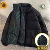 Two Sided Letter Print Thick Fleece Stand Collar Loose Cotton Puffer Jacket For Men Women