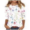 3/4 Sleeve Women's Shirt Cute Printed Pattern T-shirt Women's Shirt Casual Plus Size Basic Top Pullover