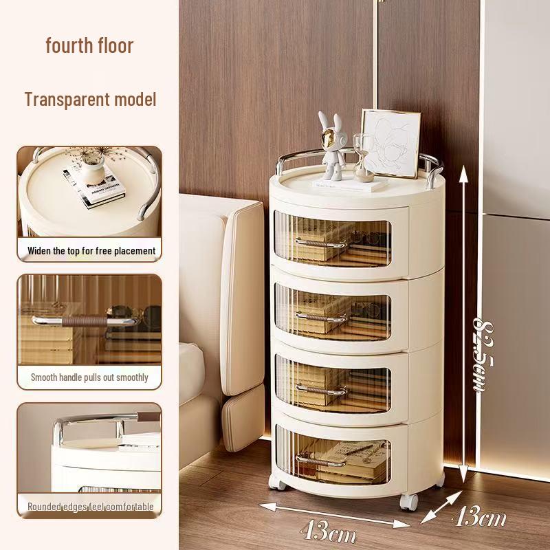 Круглый шкаф для хранения с полками и ящиками