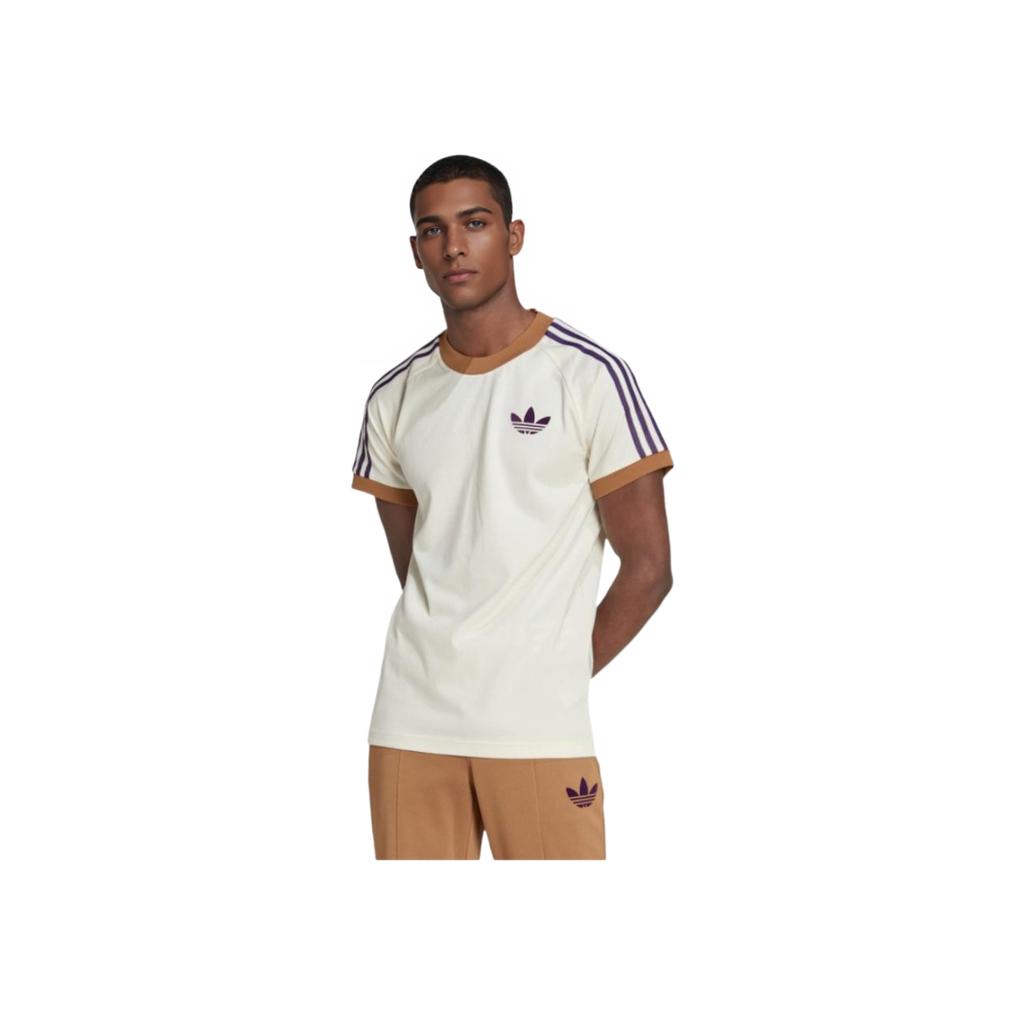 adidas Мужская футболка Originals Cali с круглым вырезом в полоску в рубчик Off-White IB3422