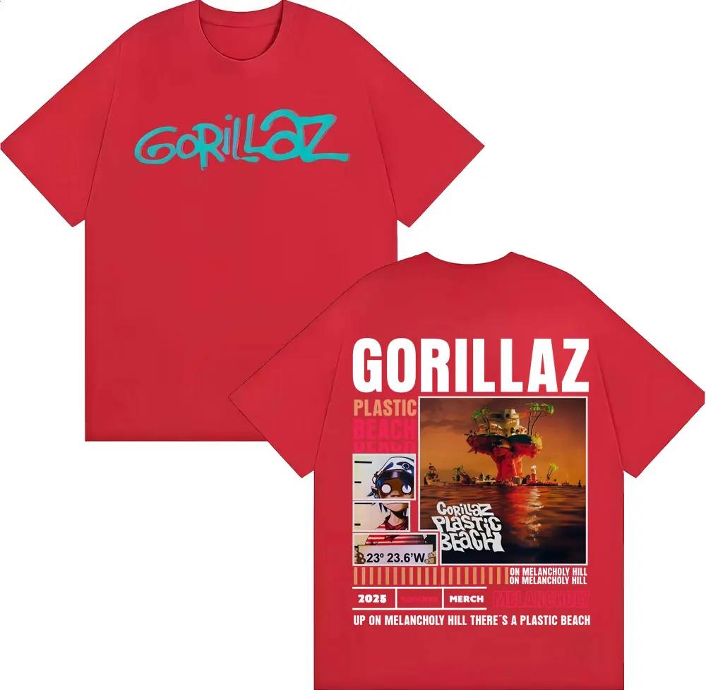 Рок-группа Gorillaz Мерч Футболка Унисекс Женская одежда Винтажная мода Мультяшные футболки Хлопок Повседневные Оверсайз футболки Уличная одежда