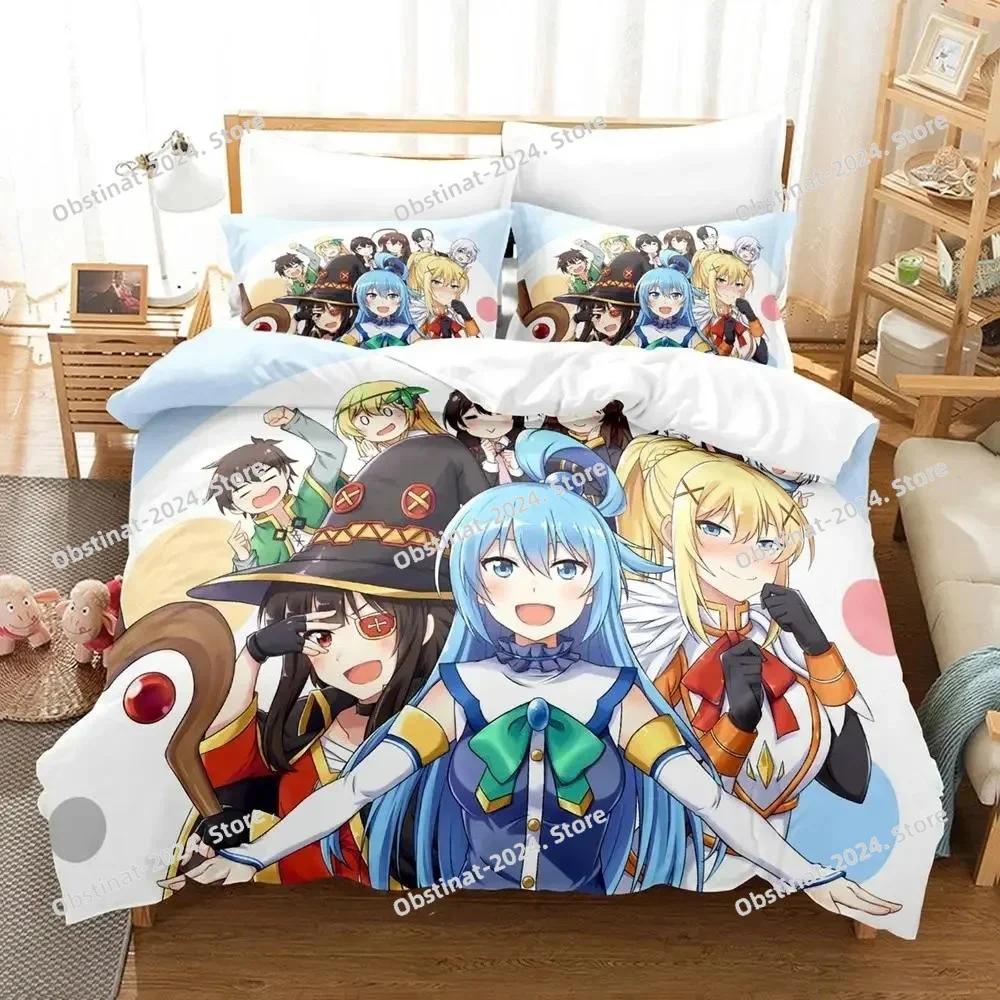 Аниме KonoSuba Комплект постельного белья Пододеяльник Полный Queen King Размер Наволочка Постельное Белье Печатный Комплект Постельного Белья Взрослый Детская Спальня Односпальный Twin