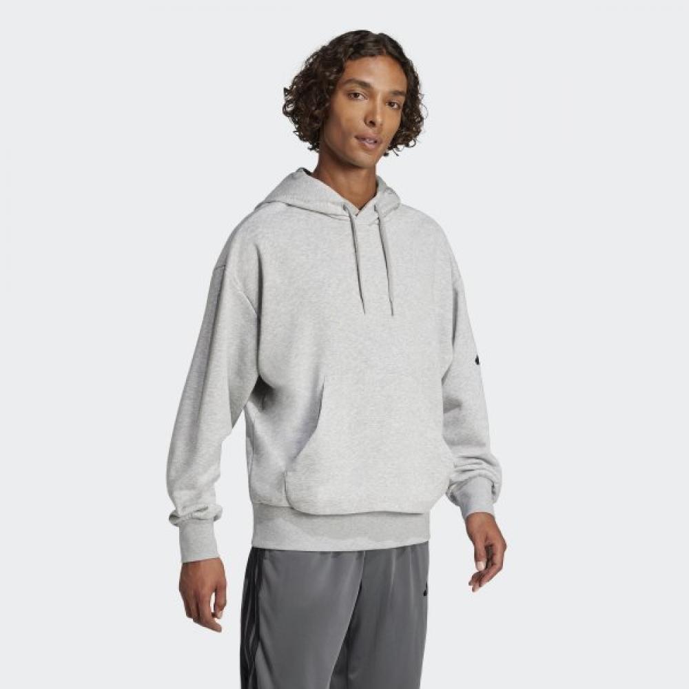Adidas Худи унисекс Essentials свободного кроя из французского терри, хлопковое худи, серое