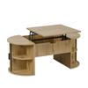 Modern, height-adjustable coffee table, Open shelves and hidden storage space, Sliding doors, Ideal for small apartments and home offices