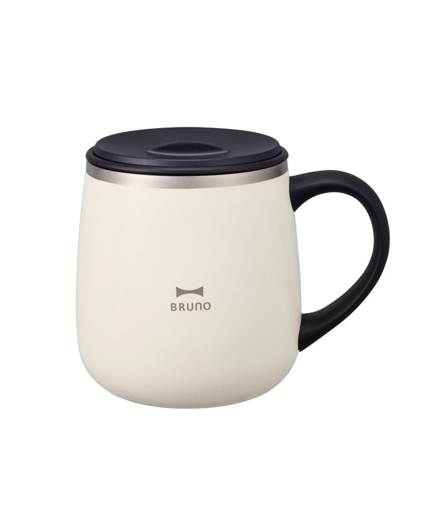 BRUNO Stainless Steel Mug with Insulates Hot and Cold Vacuum Lid, Drinks, Double-Layered Wall, Short, 320ml, Greige, BHK262-GRG