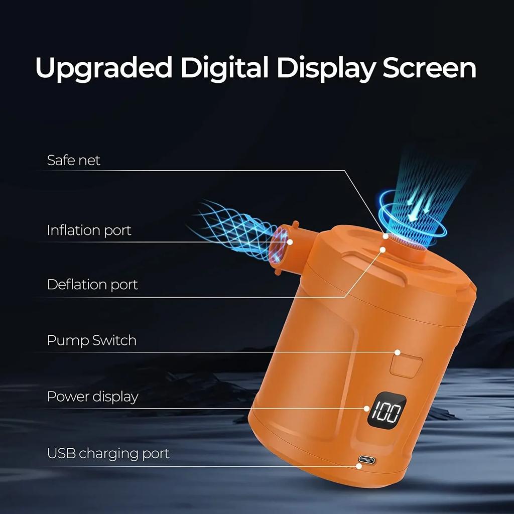 Электрический воздушный насос-насос Аккумуляторный перезаряжаемый воздушный компрессор для ПВХ лодки, матраса, надувного бассейна, плота, надувной кровати