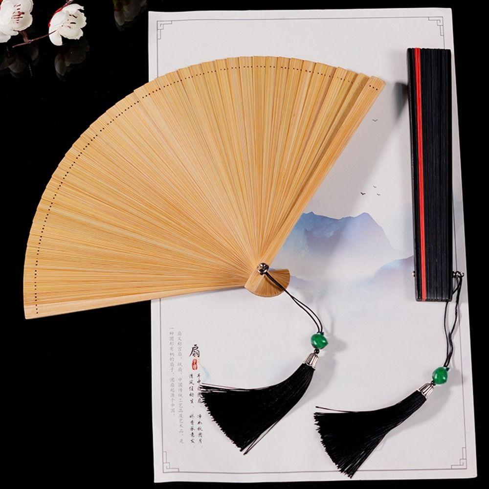 Small 1Pcs Dance Props Classical Handmade Folding Bamboo Fan Ornament Dance Fan Kimono Fan