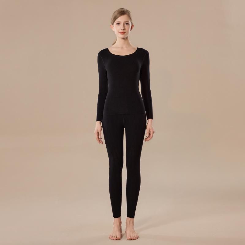 Женский термокомплект из кашемира класса А с флисовой подкладкой - Антибактериальный топ и брюки для осени/зимы.