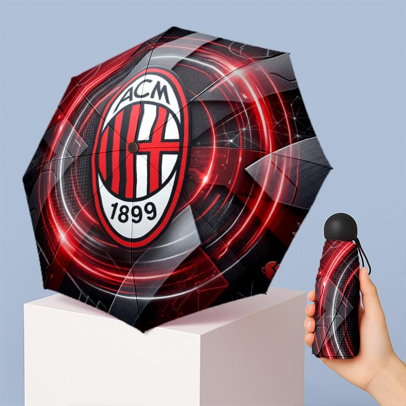 AC Milan Рисунок Печатный Мини 5 Сложений 8 Спиц Компактный Зонт Ветрозащитный Водонепроницаемый Легкий Портативный Складной