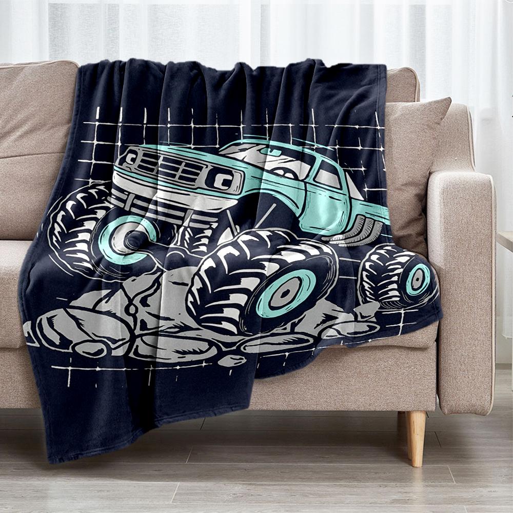 Truck Theme Printed Blanket - Perfect for Couch, Bed, Travel & Outdoor Use | Machine Washable, Cozy & Durable.