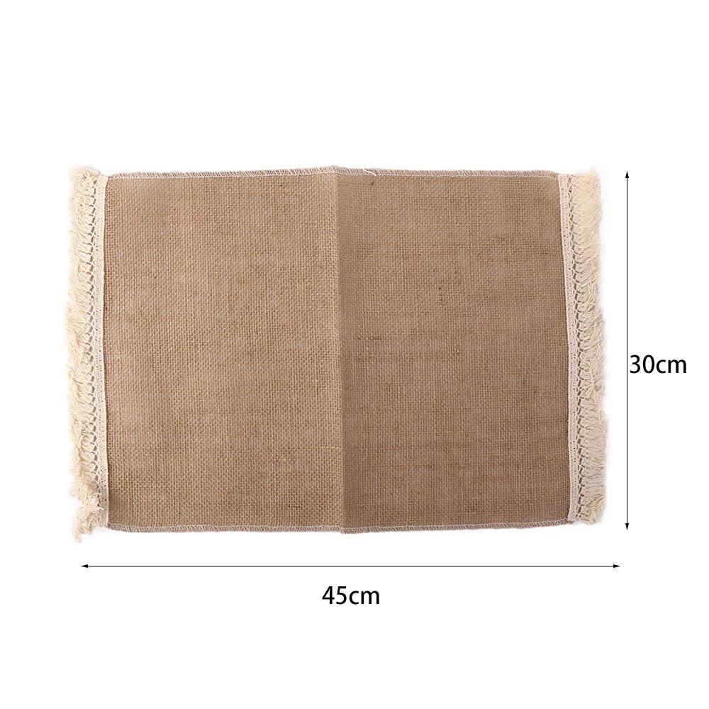 1 pcs Soft Natural Household Fringed Cotton Linen Napkin Placemats Table Decor Table Mats