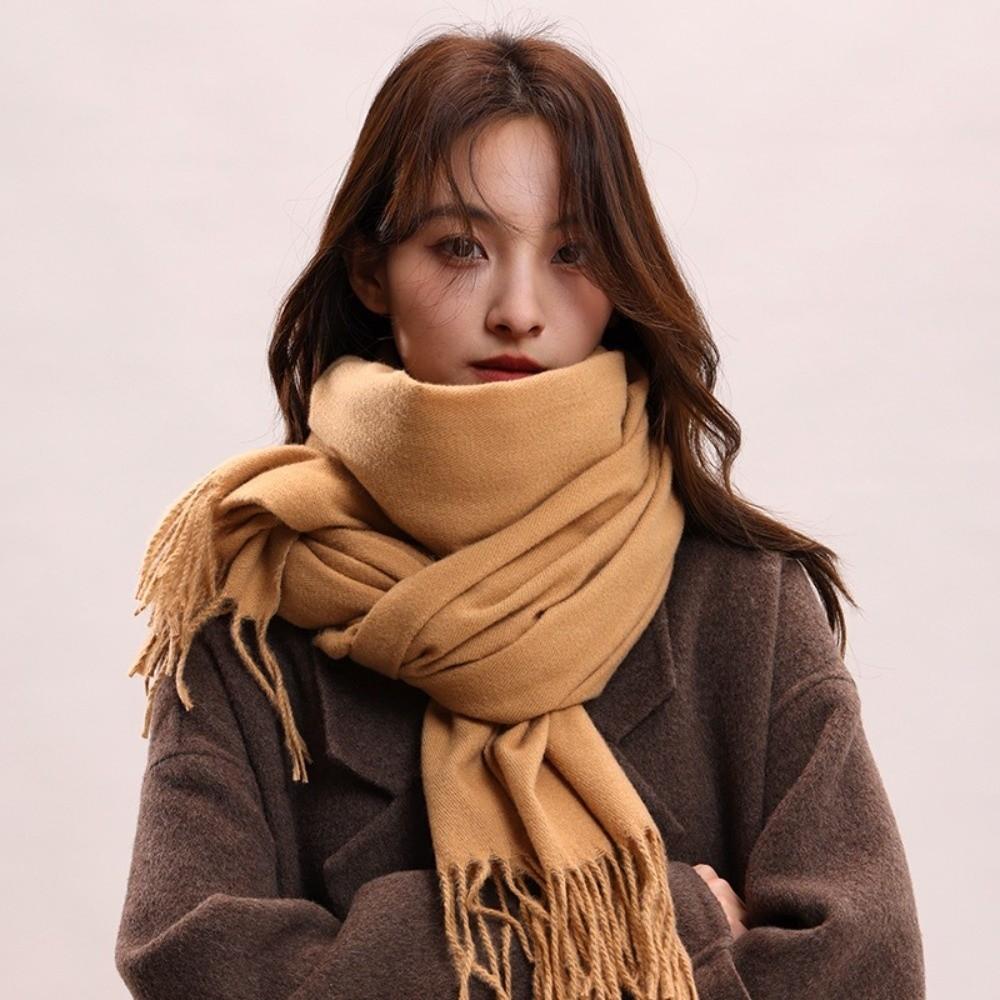 Tassel Imitation Cashmere Scarf Korean Style Women Shawl Simple Winter Neckerchief Autumn