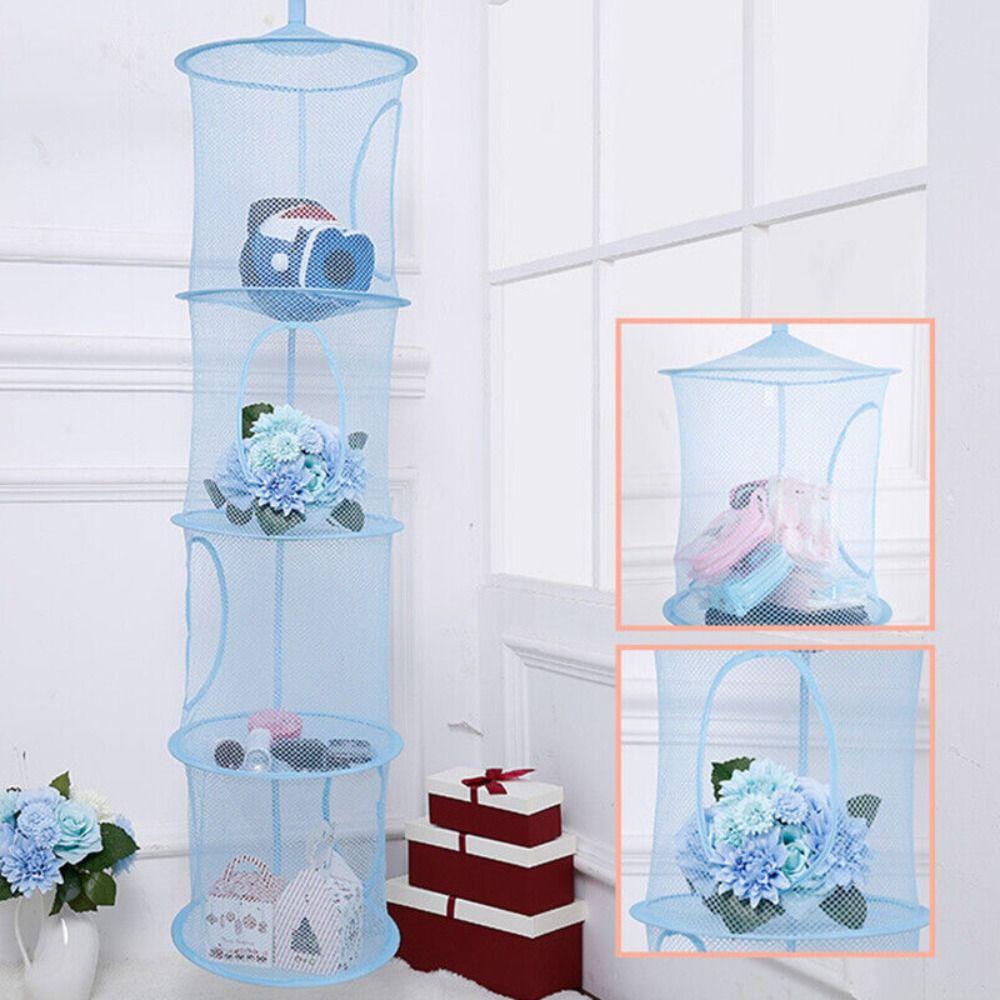 Portable Laundry Home Storage Hanging Bag Folding Basket Teddy Hammock Net Clothes Storage Basket