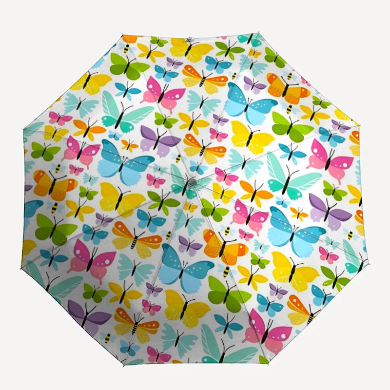 1pc Butterfly Print Umbrella - Portable Home Essential, Durable Iron Frame with Rod Structure, Fashion Lovers yy250910068