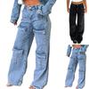 Women Hip Hop Baggy Jeans Wide Leg Mid-Low Waist Jeans Loose Boyfriends Jeans Vintage Denim Pants