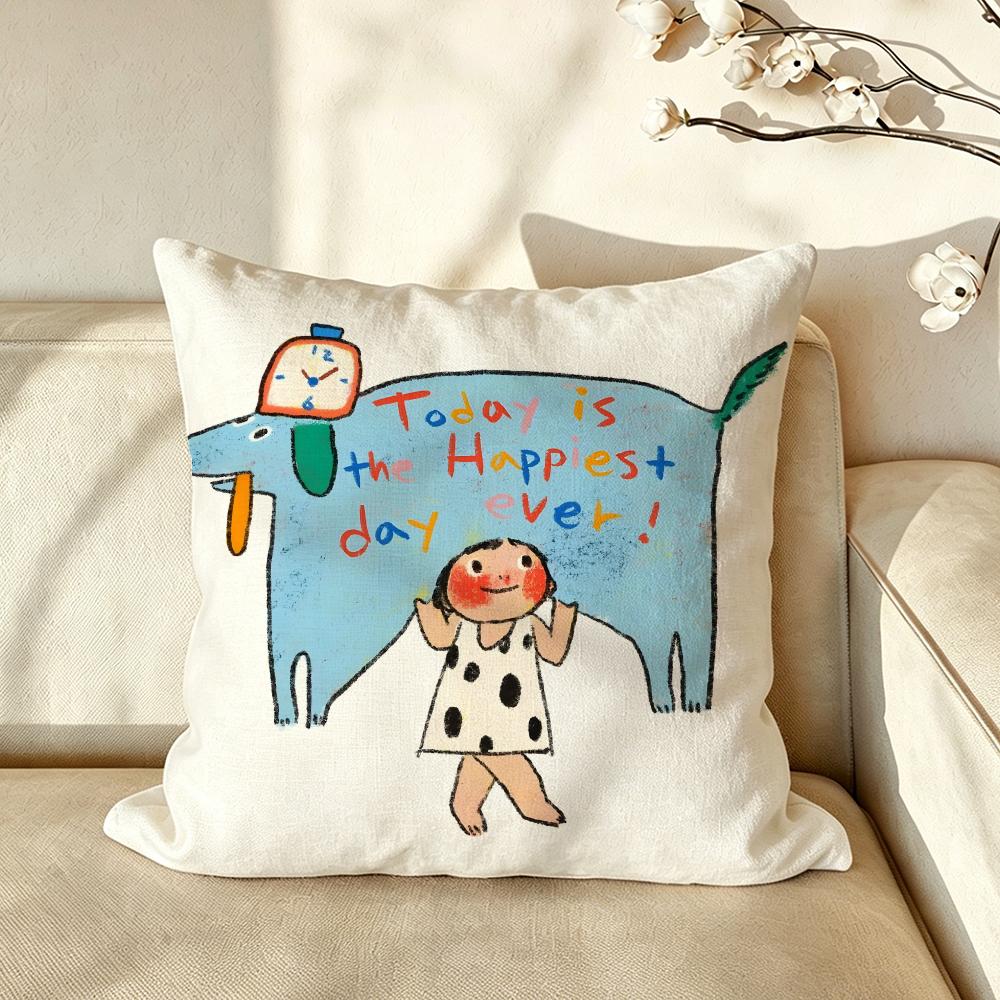 Character PPdohk Cushion Cover Pillow Case Antidustmite Pillowcase Silky Short Plush Sofa Cushion Cover hot