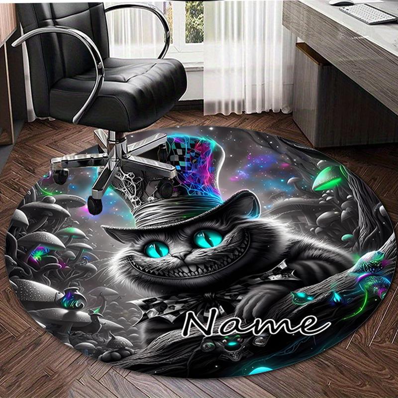Personalized Cheshire cat Round Chair Office Rug - Perfect for Mat, Office Chair & More - Ideal Gift for Birthdays and Holidays