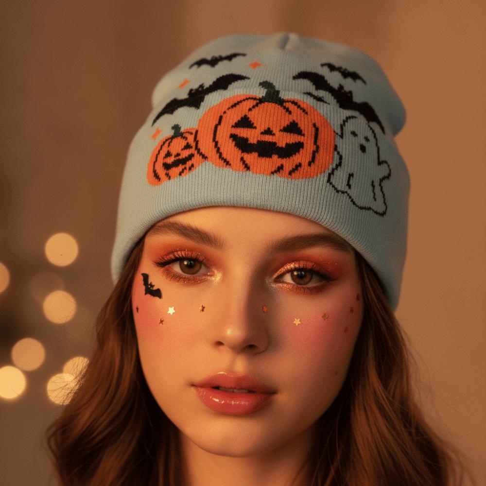 Elastic Ghost Skullies Flexible Pumpkin Bonnets Jacquard Knit Cap Hip Hop Hat Teens